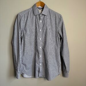 Con.Struct Men's Geometric Long Sleeve Button Up Casual Shirt 15.5 Flip‎ Cuffs